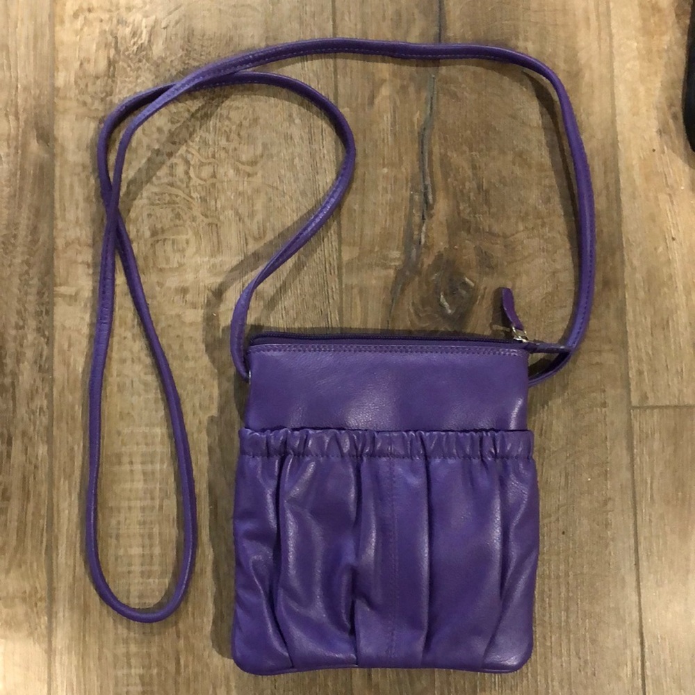 Purple Crossbody Bag - Casual Pleated Women’s Crossbody